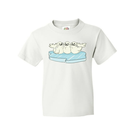 Inktastic 3 Cute White Harp Seals on Ice Youth T-Shirt