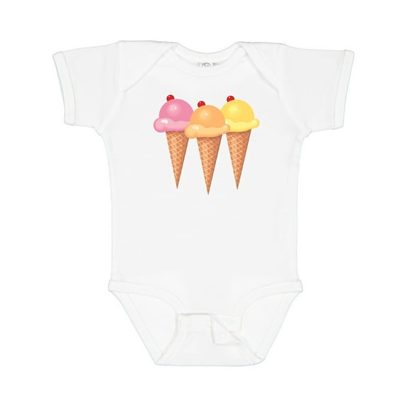 Inktastic 3 Scoops of Ice Cream Girls Baby Bodysuit