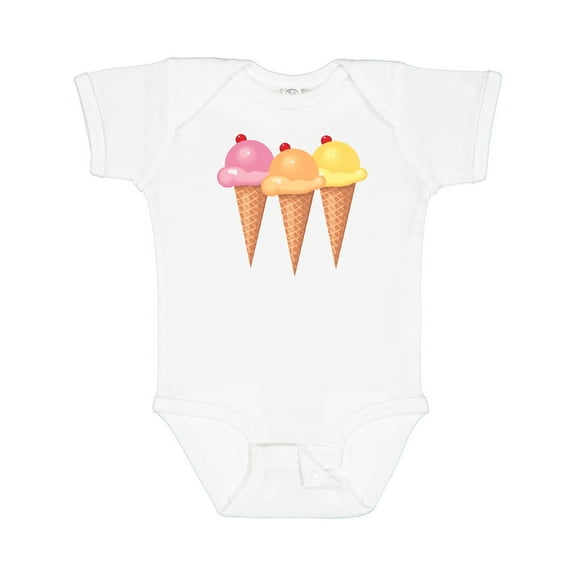 Inktastic 3 Scoops of Ice Cream Girls Baby Bodysuit