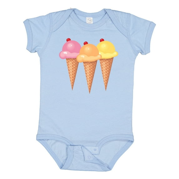 Inktastic 3 Scoops of Ice Cream Girls Baby Bodysuit