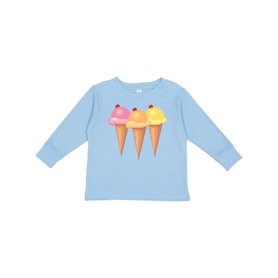 Inktastic 3 Scoops of Ice Cream Girls Long Sleeve Toddler T-Shirt