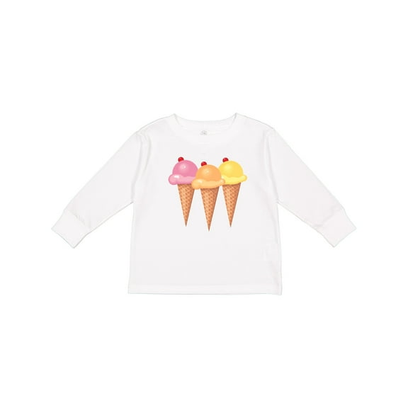 Inktastic 3 Scoops of Ice Cream Girls Long Sleeve Toddler T-Shirt
