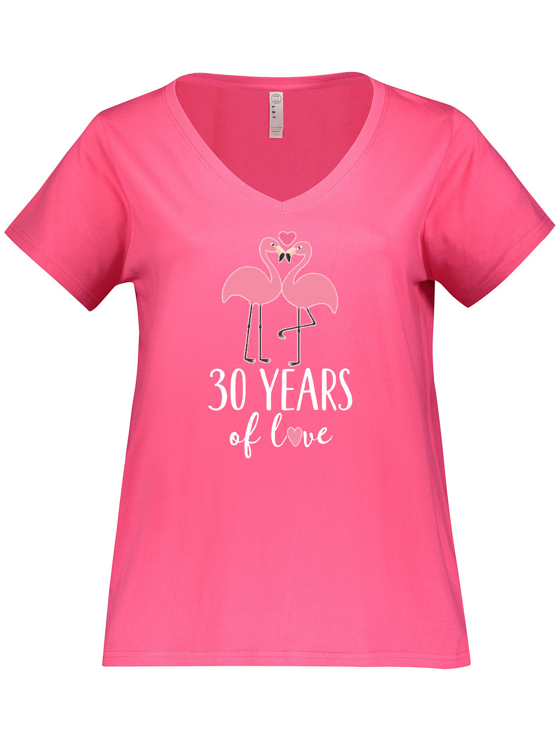 Inktastic 30th Anniversary Gift Flamingo Couple Women's Plus Size V-Neck T-Shirt - image 1 of 4