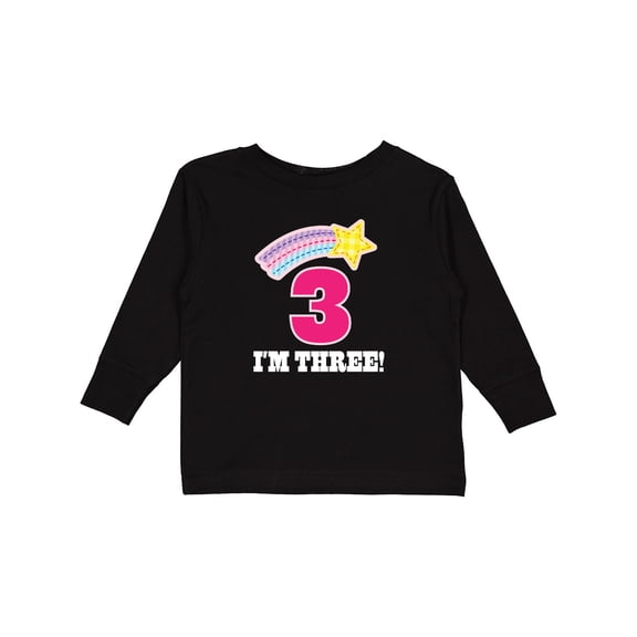 Inktastic 3rd Birthday 3 Year Old Girls Rainbow Star Girls Long Sleeve Toddler T-Shirt