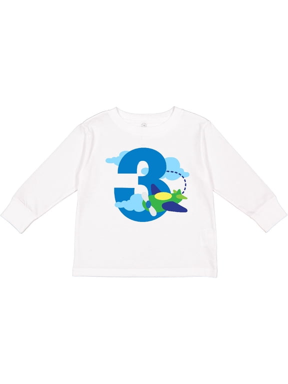 3rd Birthday Airplane Pilot Boys Long Sleeve Toddler T-Shirt
