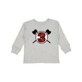 thumbnail image 1 of Inktastic 3rd Birthday Buffalo Plaid Lumberjack Boys Long Sleeve Toddler T-Shirt, 1 of 5