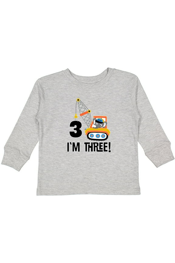 3rd Birthday Construction Truck Boys Boys Long Sleeve Toddler T-Shirt