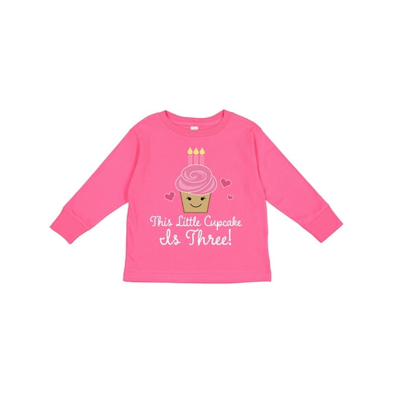 Inktastic 3rd Birthday Cupcake Girls Cute Girls Long Sleeve Toddler T-Shirt