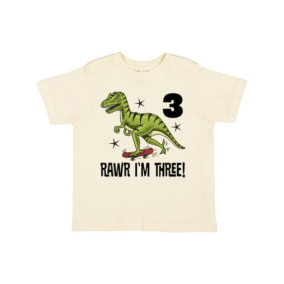 Inktastic 3rd Birthday Dinosaur Skateboarding Boys Toddler T-Shirt