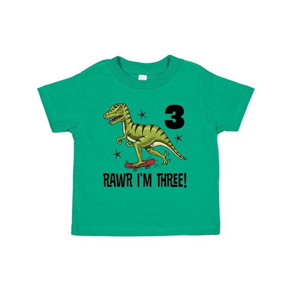 Inktastic 3rd Birthday Dinosaur Skateboarding Boys Toddler T-Shirt