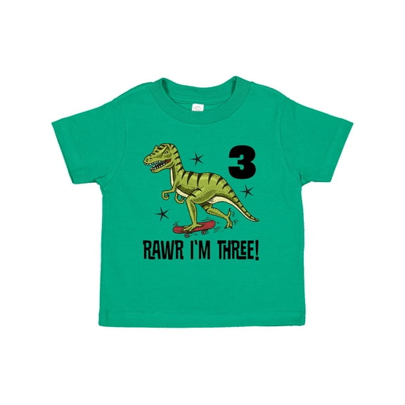 Inktastic 3rd Birthday Dinosaur Skateboarding Boys Toddler T-Shirt