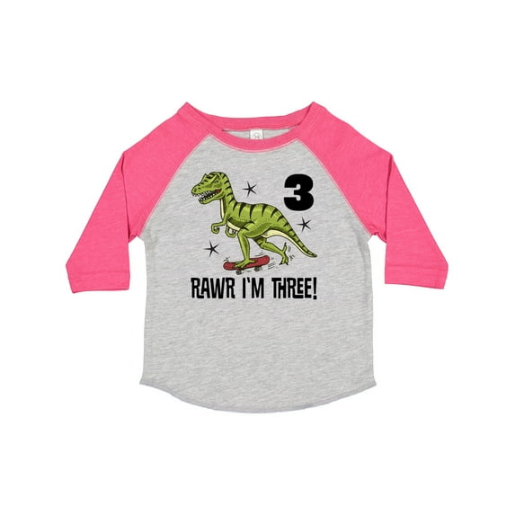 Inktastic 3rd Birthday Dinosaur Skateboarding Boys Toddler T-Shirt