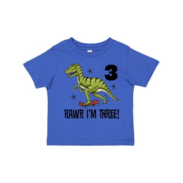 Inktastic 3rd Birthday Dinosaur Skateboarding Boys Toddler T-Shirt
