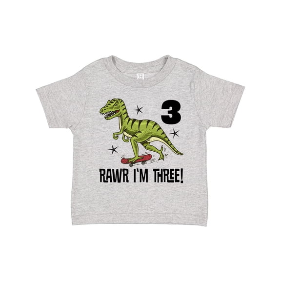 Inktastic 3rd Birthday Dinosaur Skateboarding Boys Toddler T-Shirt