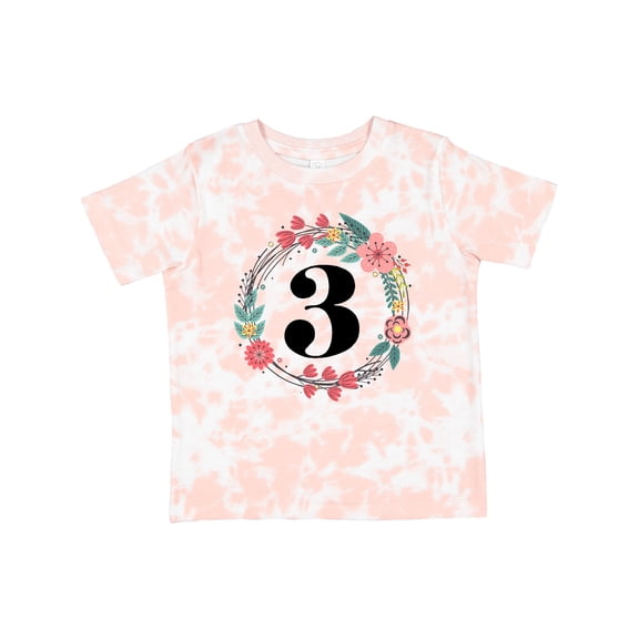 Inktastic 3rd Birthday Floral Wreath 3 Year Old Girl Girls Toddler T-Shirt