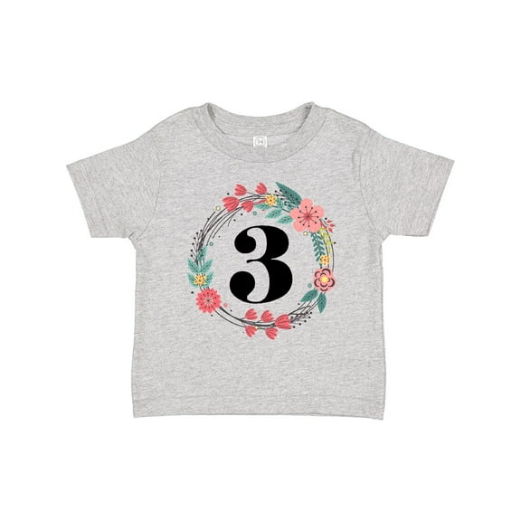 Inktastic 3rd Birthday Floral Wreath 3 Year Old Girl Girls Toddler T-Shirt