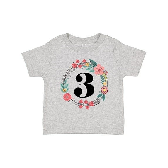 Inktastic 3rd Birthday Floral Wreath 3 Year Old Girl Girls Toddler T-Shirt