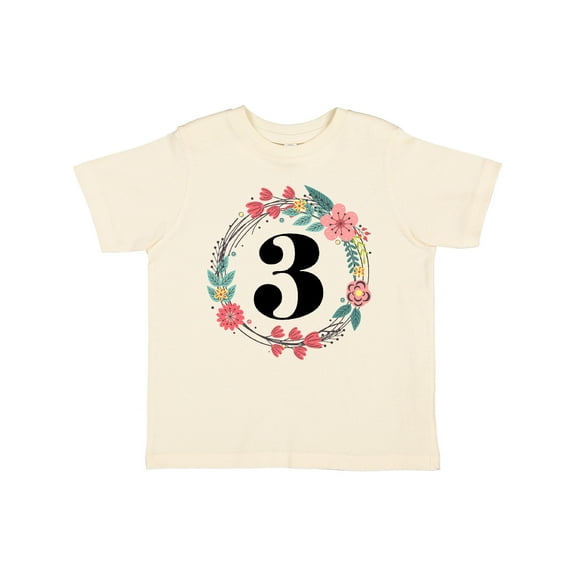 Inktastic 3rd Birthday Floral Wreath 3 Year Old Girl Girls Toddler T-Shirt