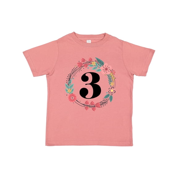 Inktastic 3rd Birthday Floral Wreath 3 Year Old Girl Girls Toddler T-Shirt
