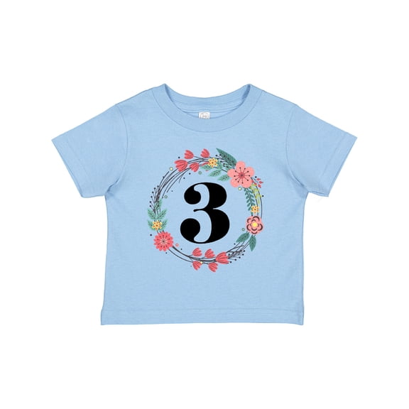 Inktastic 3rd Birthday Floral Wreath 3 Year Old Girl Girls Toddler T-Shirt