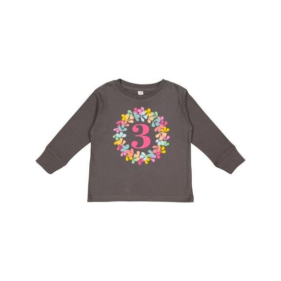Inktastic 3rd Birthday Flower Wreath 3 Year Old Girl Girls Long Sleeve Toddler T-Shirt