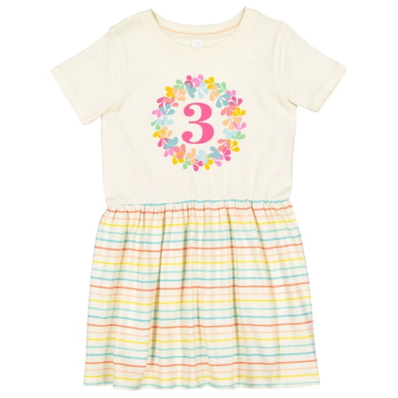 Inktastic 3rd Birthday Flower Wreath 3 Year Old Girl Girls Toddler Dress