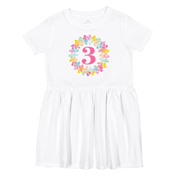 Inktastic 3rd Birthday Flower Wreath 3 Year Old Girl Girls Toddler Dress