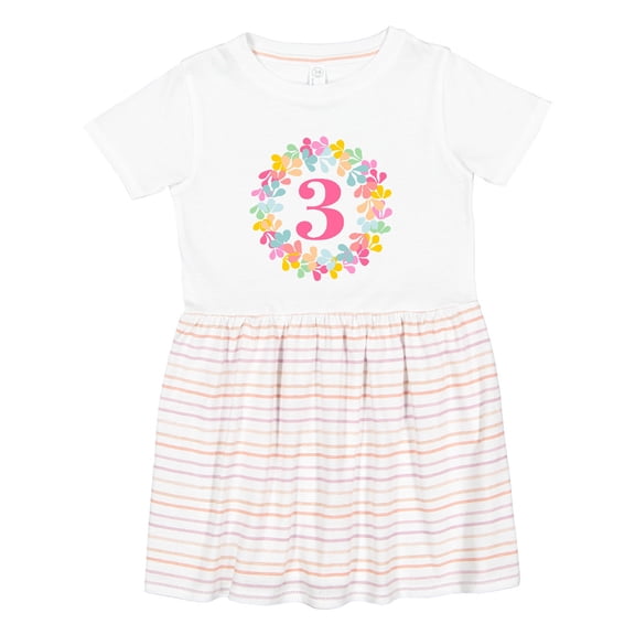 Inktastic 3rd Birthday Flower Wreath 3 Year Old Girl Girls Toddler Dress