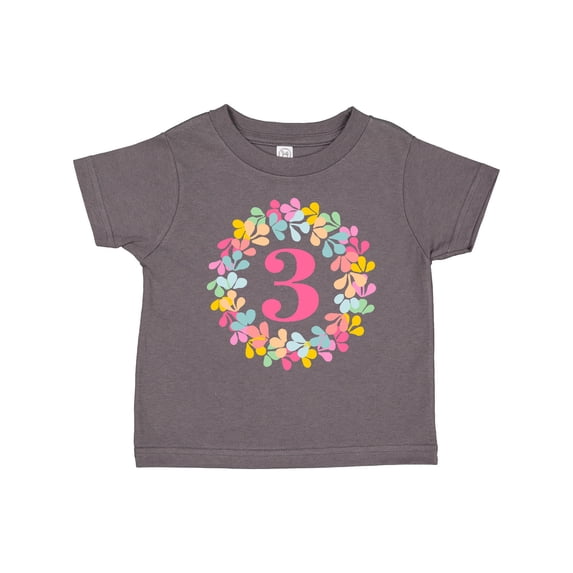 Inktastic 3rd Birthday Flower Wreath 3 Year Old Girl Girls Toddler T-Shirt