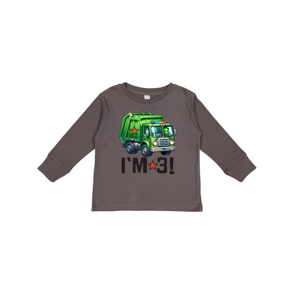 Inktastic 3rd Birthday Garbage Truck Party Boys Long Sleeve Toddler T-Shirt