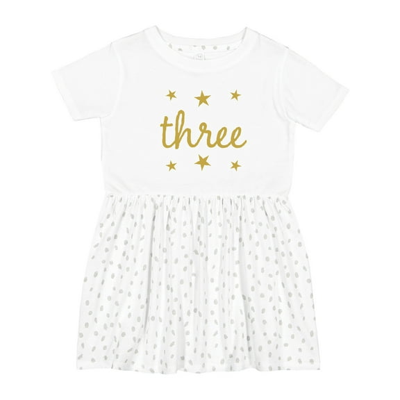 Inktastic 3rd Birthday Gold 3 Year Old Girls Toddler Dress