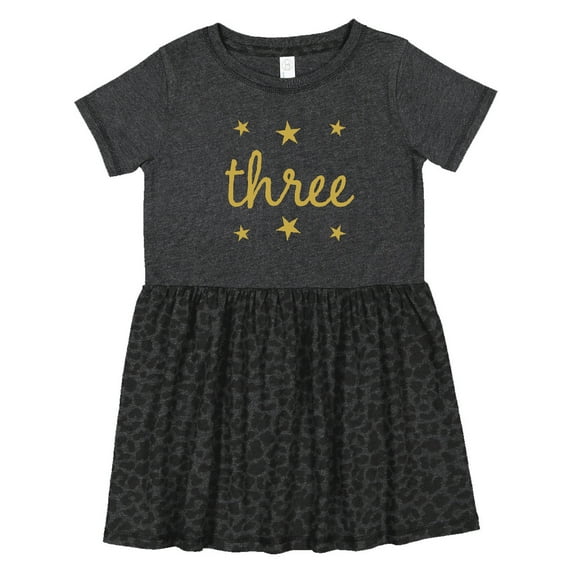 Inktastic 3rd Birthday Gold 3 Year Old Girls Toddler Dress