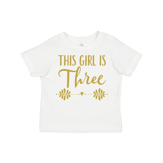 Inktastic 3rd Birthday Gold 3 Year Old Party Photo Girls Toddler T-Shirt