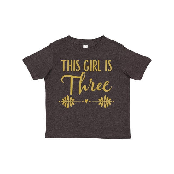 Inktastic 3rd Birthday Gold 3 Year Old Party Photo Girls Toddler T-Shirt