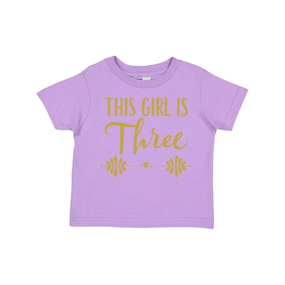 Inktastic 3rd Birthday Gold 3 Year Old Party Photo Girls Toddler T-Shirt