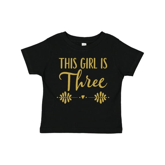 Inktastic 3rd Birthday Gold 3 Year Old Party Photo Girls Toddler T-Shirt