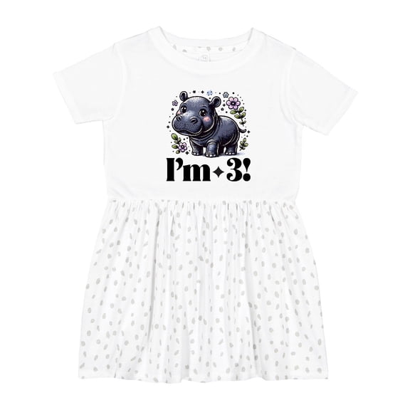 Inktastic 3rd Birthday Hippo 3 Year Old Girls Toddler Dress