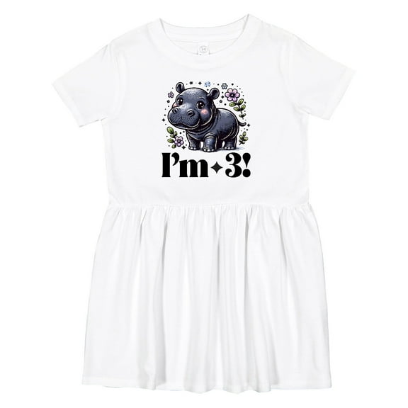 Inktastic 3rd Birthday Hippo 3 Year Old Girls Toddler Dress