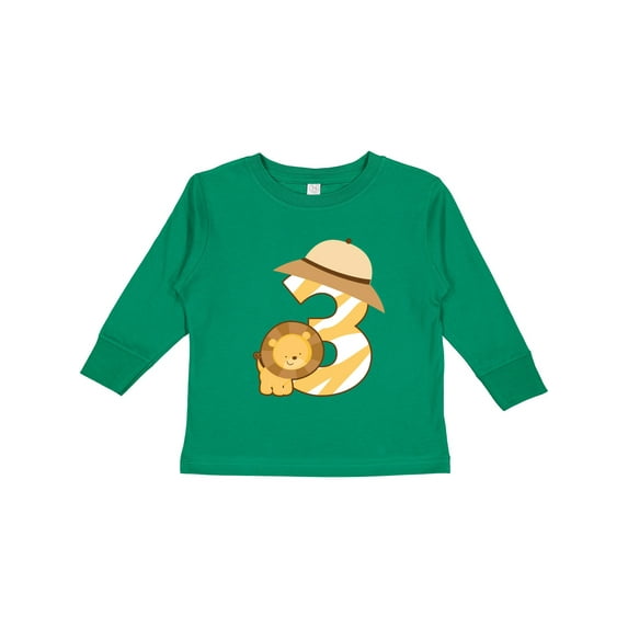Inktastic 3rd Birthday Jungle Safari Lion 3 Year Old Boys or Girls Long Sleeve Toddler T-Shirt