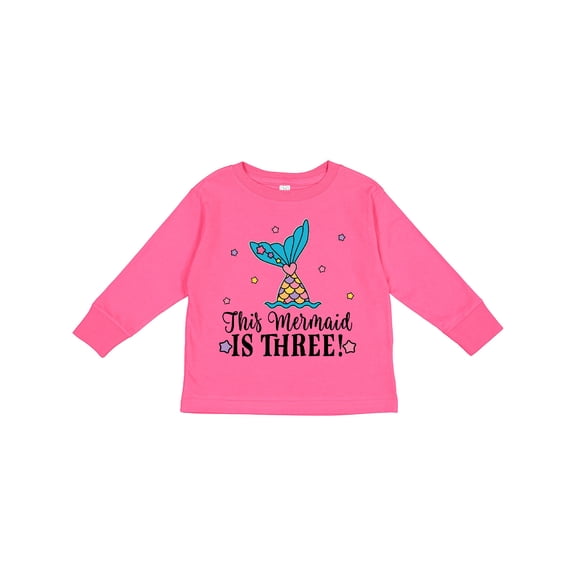 Inktastic 3rd Birthday Mermaid Tail Girls Party Girls Long Sleeve Toddler T-Shirt