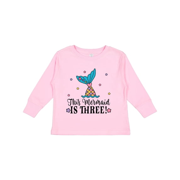 Inktastic 3rd Birthday Mermaid Tail Girls Party Girls Long Sleeve Toddler T-Shirt