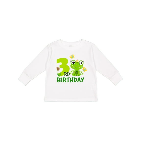 Inktastic 3rd Birthday Princess Frog Girls Long Sleeve Toddler T-Shirt