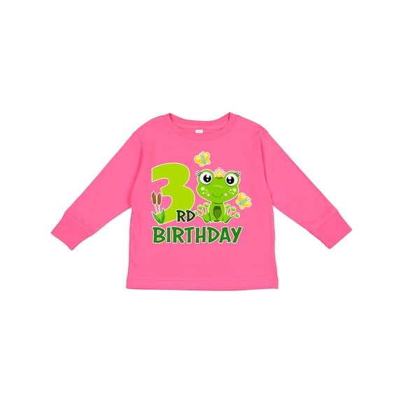 Inktastic 3rd Birthday Princess Frog Girls Long Sleeve Toddler T-Shirt