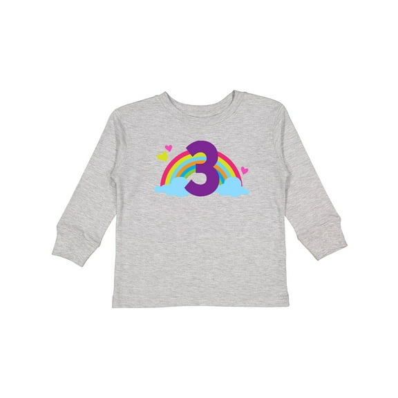 Inktastic 3rd Birthday Rainbow Number 3 Girls Long Sleeve Toddler T-Shirt