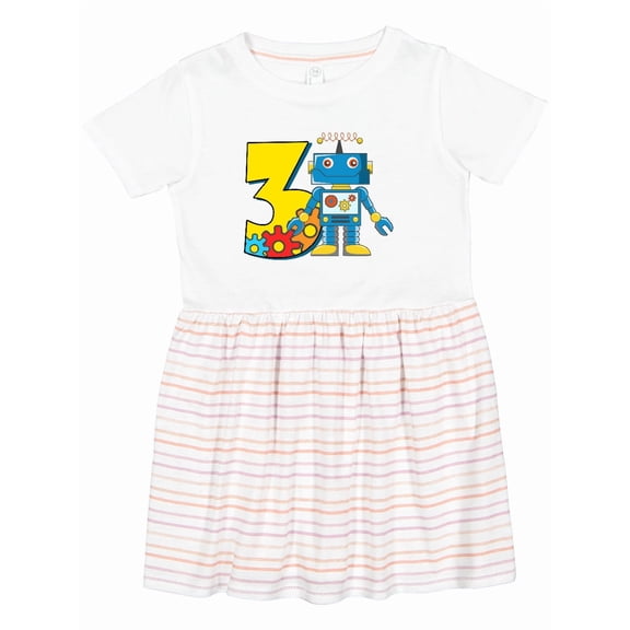 Inktastic 3rd Birthday Robot Girls Toddler Dress