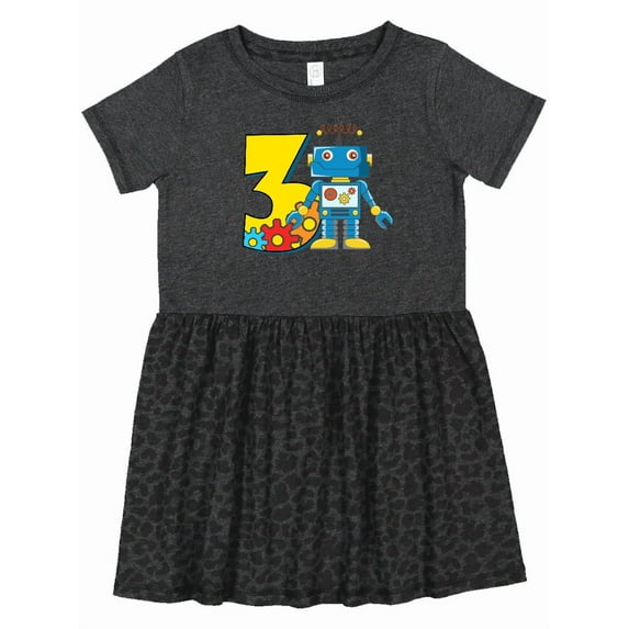 Inktastic 3rd Birthday Robot Girls Toddler Dress