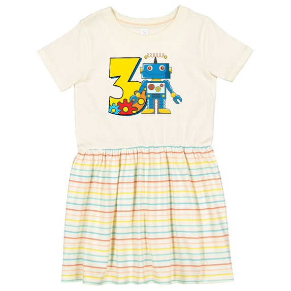 Inktastic 3rd Birthday Robot Girls Toddler Dress