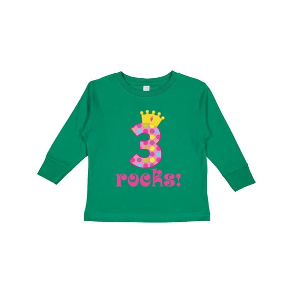 Inktastic 3rd Birthday Rocks Princess 3 Year Old Girls Long Sleeve Toddler T-Shirt