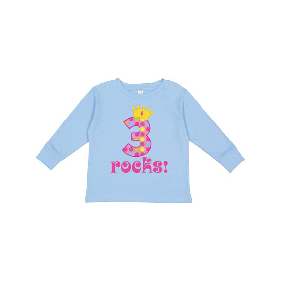 Inktastic 3rd Birthday Rocks Princess 3 Year Old Girls Long Sleeve Toddler T-Shirt