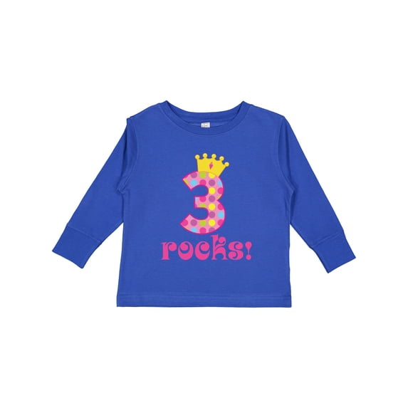 Inktastic 3rd Birthday Rocks Princess 3 Year Old Girls Long Sleeve Toddler T-Shirt